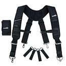 MELOTOUGH Bretelle per cintura per attrezzi, per borsa da costruzione, resistenti, imbottite, da lavoro, nero, Tool Belt Suspenders