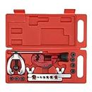 uptodateproducts Automotive Double Flaring Tool Kit, for 7 Dies 3/16"-5/8" Pipe Brake Line Cutter Tool, Brake Line Bender Flare Tool with Replacement Blade and Reamer