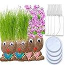 Grass Head Doll, Growing Grass Head Doll, Grass Head Doll Plant with Trays & Spray Bottles, Grass Head Growing Kit for Kids Office Garden Decoration Supplies (4PCS)