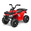 COSTWAY 6V Kids Electric Ride on Car, Battery Powered Quad Bike ATV with Headlights, MP3, USB, Volume Control, 4 Wheels Vehicle Toy for Boys Girls (Red)