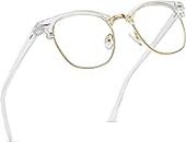 Roshfort Semi-Rimless Blue Light UV Blocking Computer Glasses Women Men Anti Glare Eye Strain Eyewear Spectacle Frame (Golden)