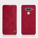 Nillkin Case for LG V40 V 40 ThinQ Qin Genuine Classic Leather Flip Folio + Card Slot Red Color