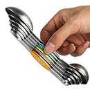 Set di 6 cucchiai dosatori magnetici con doppia estremità in acciaio inox 6 pieces Measuring Spoons Multi