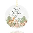 Baby's First Christmas Ornament 2024,Babys First Christmas Ornament for Girl,Boy, Ceramic Keepsake Babies First Christmas Ornaments with Ribbon and Gift Box