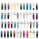 50pcs Bullet Shape Healing Pointed Chakra Beads Quartz Crystal Stone Pendants for DIY Necklace Jewelry Making