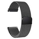 22mm Stainless Steel Mesh Loop Bracelet Strap Compatible with Samsung Galaxy Watch 3 45mm/Gear S3 Frontier/Classic Band, Replacement for Ticwatch Pro/Samsung Galaxy Watch 46mm (1-Black)