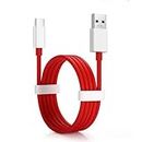 Toro Blu Compatible Dash/Warp Data Sync Fast Charging Cable Supported for All C Type Devices, Smartphone, Charging Adapter (100 cm, Red and White, 100, RED AND WHITE)