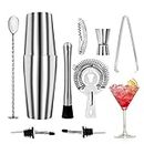 WOVTE Cocktail Making Set 9 Pcs Cocktail Shaker with 750ml Stainless Steel Bar Tool Set Wine Mixer, Bottle Opener, Broken Popsicle, Wine Pourer, Ice Clip, Measuring Cup