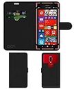 ACM Strap Leather Flip Case Compatible with Nokia Lumia 1520 Mobile Front & Back Cover Black