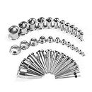 TBOSEN 36PCS Ear Gauge Stretching Kit Stainless Steel Double Flare Alloy Tapers 2 In 1 Plugs Set Eyelet 14G-00G, Metal