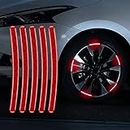 SAM (Red) (20PCS) Night Reflective Car Bike & Bicycle Rim Reflectors, Safety Warning Stripe Decals Stickers Decoration Compatible with Nissan Micra Active