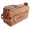 Wash Bag in pelle per gli uomini - Handcrafted borsa da toilette per tutto il vostro viaggio da toeletta (Marrone)