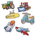 Patch Thermocollant Embroidered Cloth Label Cartoon Embroidered Label Car Clothing Accessories Shoe Hat Bag Accessories Diy Patch Stickers Embroidery Stickers Luggage Decoration Badges Aircraft 6Pcs