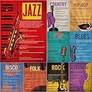 Music Genre Posters Music Bulletin Board Set Music Posters for Classroom Musical Education Posters Decor for Primary School Middle School and High School Classroom Decorations or Homeschool Supplies
