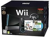 Nintendo Wii "Mario Kart Pak" - Console avec Wii Sports, Mario Kart Wii, Volant Wii + contrôleur Remote Plus, noir.