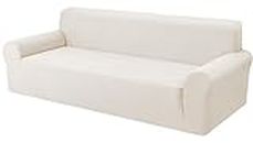 BT.WA Couch Cover 1-Piece Soft Stretch Sofa Cover 3-Seater Sofa Slipcover Universal Couch Covers for 3 Cushion Couch Sofa Furniture Protector for Pets Kids (Sofa 3 Seater, Milk White)