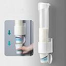 Anugrah Paper Cup Dispenser Holder | Wall Mounted Plastic Drinking Water Cup Dispenser | Glass Dispenser Holder | Disposable Cup Holder Organizer | Sticker or Screw Plate Mountable, Plastic