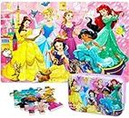 NEILDEN Jigsaw Puzzles for Kids Ages 4-8 60 Pieces Princess Puzzles Packed in Tin Box Learning Educational Disney Puzzles Toy for Children Girls and Boys
