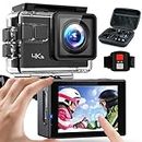 Action Camera 4K 60FPS 20MP Touch Screen 8X Zoom with Carrying Case,Wi-Fi EIS 40M Waterproof Underwater Vlog CamcoderRemote Control Sports Cam with Mounting Accessories Kit