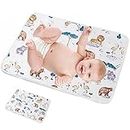 Portable Changing Mat Baby Foldable Travel Changing Mat Infant Urinal Pad 70cm x 50cm Waterproof Nappy Change Mat for Travel Home Outside - KAMHBE (Animal White)
