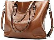 CITRODA Soft PU Women Shoulder Handbags Retro Large Handbags Female Casual Satchel Hobo Bag Totes Ladies Office Messenger Bag For Women (Brown)