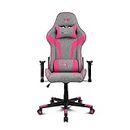 DRIFT GAMING Chair DR90 -DR90GP - Sedia da gioco, tessuto traspirante, braccioli imbottiti 2D, base in nylon rinforzato, pistone classe 4, inclinazione, cuscino lombare/cervicale, grigio/rosa