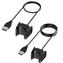 2 Pack Charger Cable for Fitbit Charge 4/Charge 3, Replacement USB Fast Charging Cradle Dock Stand Cable for Charge 3/Charge 4 Fitness Tracker