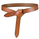 1 Pack Genuine Leather Belt for Women Tie a Knot Full Grain Leather Waist Belt Vintage Irregular Waist Belt for Dress Coat Clothing Accessories Color-F