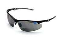 V.W.E. Rx-Bifocal High Performance Protective Safety Glasses Light Mirror Tint Bifocal - Sun Reader - Sunglasses Ansi Z87.1 (Matte Black, 3.50)