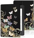 Pegmode for Kindle Paperwhite 11th Generation Case 6.8 Inch 2021 / Paperwhite Signature Edition Cute Women Girls Teens Kids Unique Butterfly Folio Fabric Paper White Cover Auto Sleep/Wake E-Reader