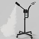 Facial Steamer with Magnifying Lamp, Professional Facial Steamer for Esthetician, 2 in 1 Facial Steamer for Face Professional, Face Steamer for Facial Deep Cleaning, Black. (Large)