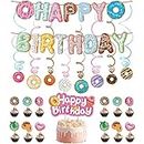 Donuts Party Compleanno Supplies,Banner Hanging Swirl Cake Toppers Decoration, per ragazze, ragazzi, feste di compleanno per bambini, casa, aula
