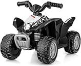 OLAKIDS Kids Ride On ATV, 6V Electric Vehicle for Toddlers, 4 Wheeler Battery Powered Motorized Quad Toy Car for Boys Girls with LED Lights, Horn (Black)