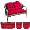 Outdoor Patio Wicker Seat Cushions Group -Garden Bench Pad Chair Cushions for Patio Furniture,Wicker Loveseat,Bench,Porch,All Weather (Color : Red)