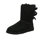 UGG Women's Bailey Bow II Black Ankle-High Suede Snow Boot - 7M