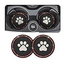 CGEAMDY 2 PCS Car Cup Holder Pads, Crystal Rhinestone PVC Paw Car Cup Pad, Universal Auto Anti Slip Cup Holder Insert Mat, Bling Mats Car Interior Accessories for Women & Men(Black-Red)