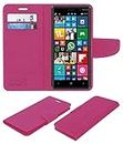 ACM Mobile Leather Flip Flap Wallet Case Compatible with Nokia Lumia 830 Mobile Cover Pink
