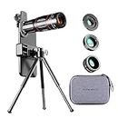 Mobile phone camera lens kit 4 in 1, HD mobile phone lens, accessory mobile phone lens, 28x telephoto lens with shutter suitable for iPhone Samsung, Huawei, Xiaomi and most smartphones