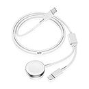 Apple Watch USB C Cable, [Apple MFi Certified] Smart iWatch Magnetic Cable for Watch Series 8 7 6 5 4 3 2 1 SE1 SE2 & iPhone 14/13/12/11, Type C 2-in-1 Fast Charging for iPhone&Watch-6ft (White)