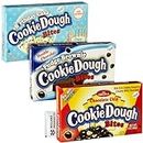 Cookie Dough Bites Pack of 3 Boxes - 1 Box of Each Flavor - Chocolate Chip, Fudge Brownie, and Birthday Cake - Original Edible Cookie Dough Snack - Bundle with Ballard Products Moist Towelette