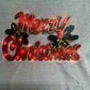 VTG Merry Christmas Light Up Sign Holiday Seasons Plastic Two Sided