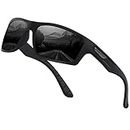 WASAIKKU Polarized Sunglasses Mens Fashion Sunglasses with UV400 Protection Sports Sun Glasses Outdoor Driving Golf Fishing Mens Sunglasses(A301 Black Frame With Black Lens)