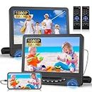 FELEMAN 12.1" Portable DVD Players for Car Dual Screen Play The Same or Two Different Movies, Car DVD Player with 1080P HDMI Input, Car TV with 5 Hours Rechargeable Battery, Support USB/SD