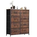 Sweetcrispy Dresser for Bedroom with 8 Fabric Drawers, Tall Chest Storage Tower, Organizer Units for Clothing Closet, Kidsroom Furniture, Steel Frame, Wood Top, Lightweight Quick Assemble Cabinet