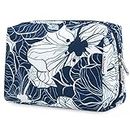 Large Makeup Bag Zipper Pouch Travel Cosmetic Organizer for Women (Blue Lotus, Large)