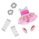 Glitter Girls Ballerina Outfit Hearts & Stars – Ballet Dress, Hair Elastics, Shoes – 14-inch Clothes & Accessories for Dolls – 3 Years + – Twirls of Joy, 062243438484