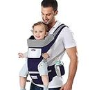 SNOWIE SOFT® 6-in-1 Ergonomic Baby Carrier with Lumbar Support, Adjustable Wrap for Front & Back, All-Season Breathable Cotton, Reflective Safety Strip, for Newborn to Toddler Up to 30kg