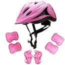 HENXING Kids Helmet Knee Elbow Pads Wrist Guard Sport Protective Gear Adjustable Scooter Skateboard Roller Bike Skate Cycling Safety Set for Boy Girl 4-12 Years(Pink)