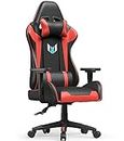Racingreat Gaming Chair, Office Chair, Computer Chair, Sturdy PC Swivel Chair, Ergonomic Design with Cushion and Reclining Backrest (Black/Red)