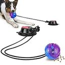 Suction Dog Toy- Interactive Tug of War Chew Toys for Aggressive Chewers-Puppy Rope Toy with Bell for Boredom, Teething, Anxiety, and Dental- Molar Bite Dispenser Treats Toy- Juguetes para Perros